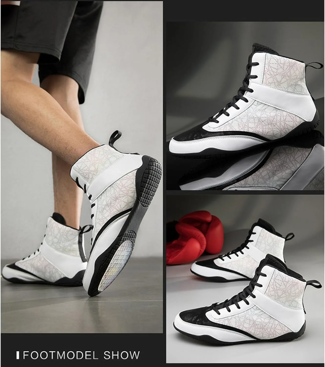 Professional Mens Wrestling Shoes Lightweight Breathable Training Shoe Durable Shoes for Wrestling, Boxing, Weightlifting