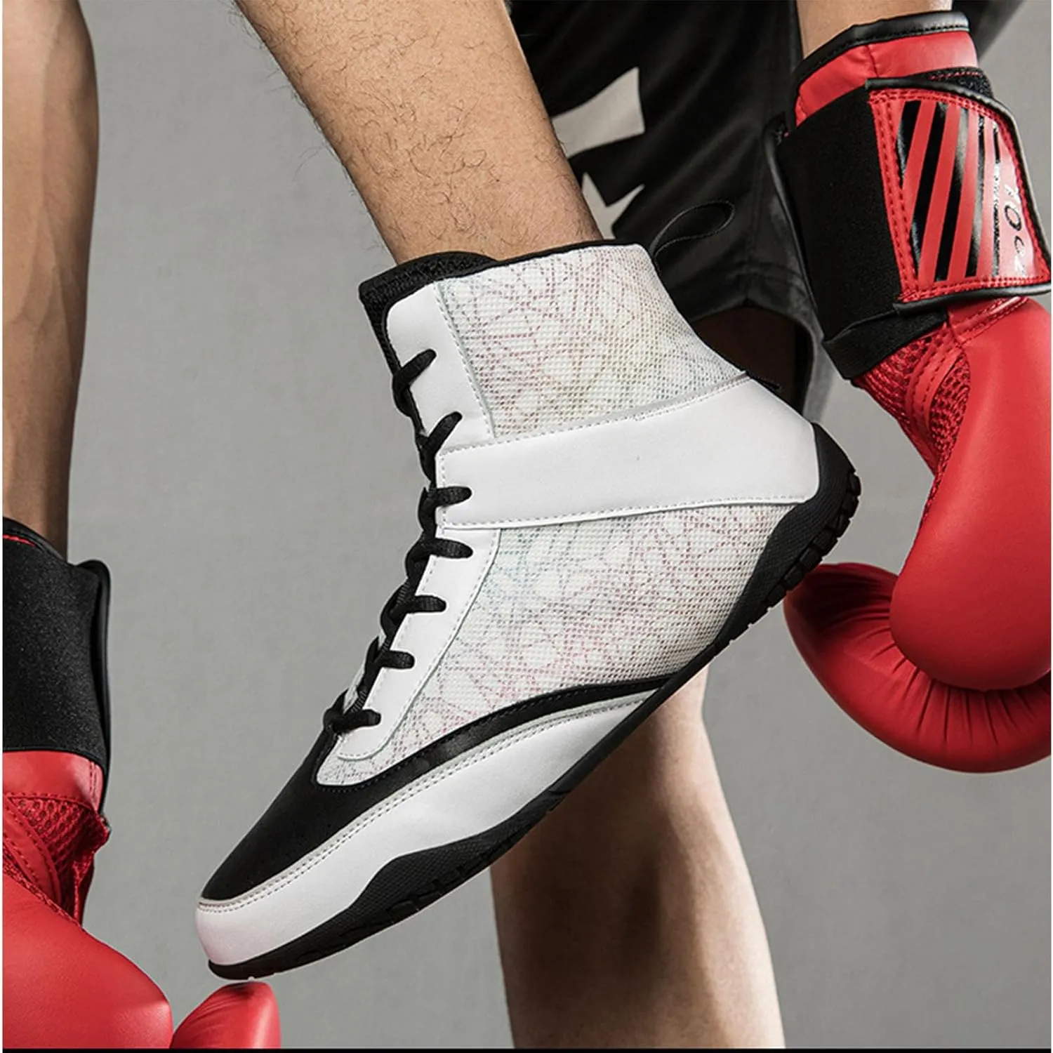 Professional Mens Wrestling Shoes Lightweight Breathable Training Shoe Durable Shoes for Wrestling, Boxing, Weightlifting