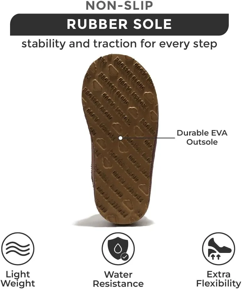 Project Cloud Australian Shearling Slippers for Kids - Memory Foam Fuzzy & Non-Slip Fluffy Slippers Girls Footwear & Boys Footwear, Kids Unisex Shoe (Dream Warm)