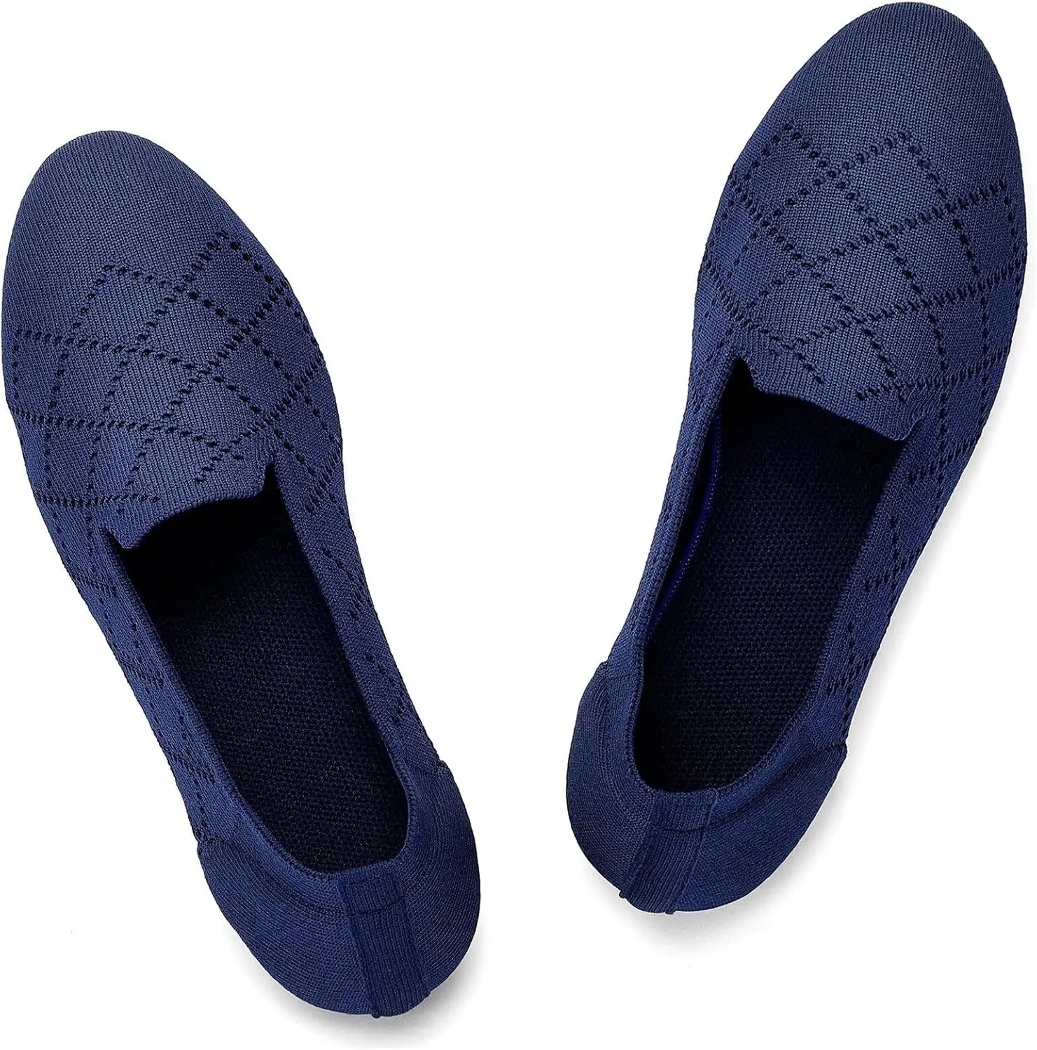 Puxowe Ballet Flats for Women - Stretch Knit Slip-On Low Wedge Shoes, Soft Round Toe Design for Office, Travel & Daily Walking