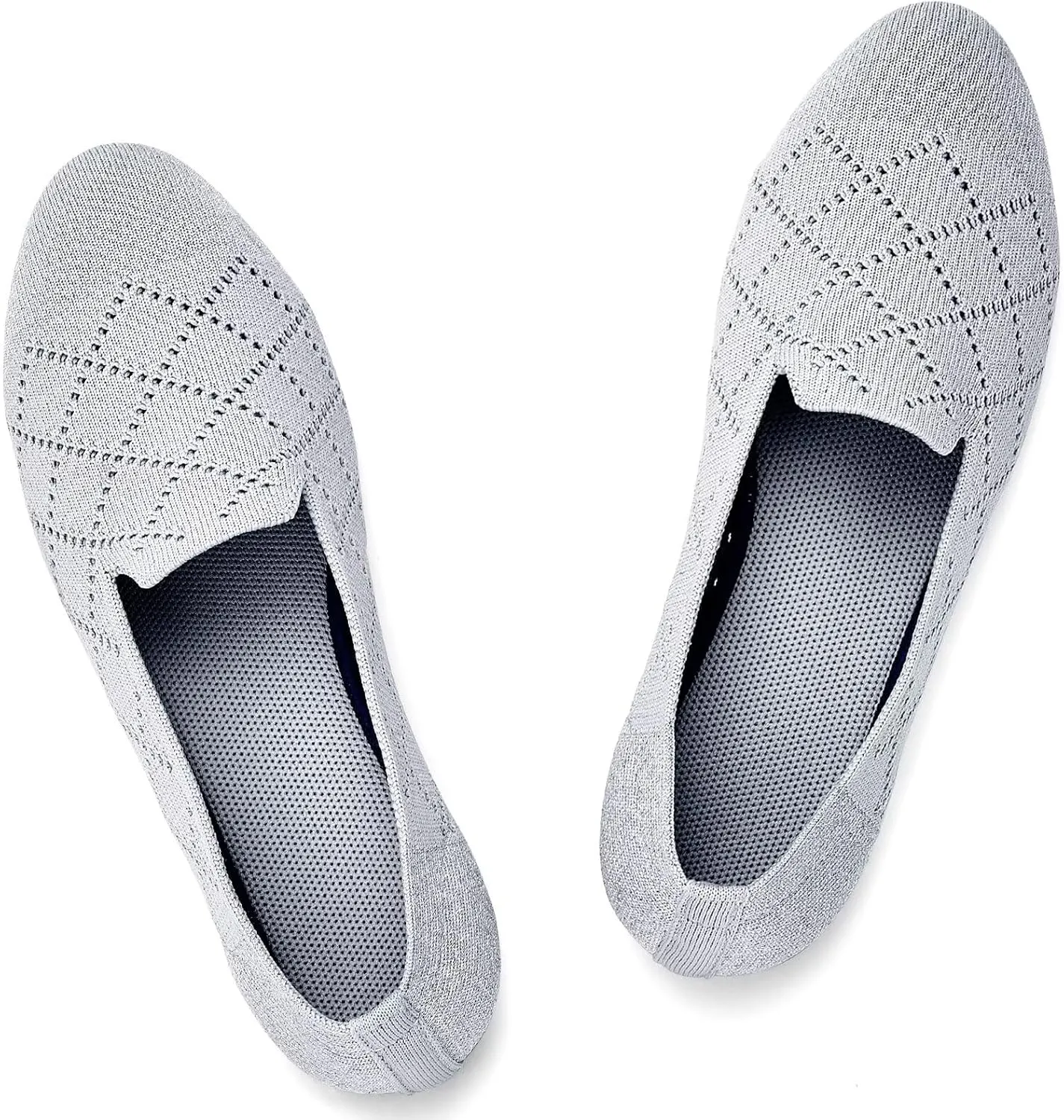 Puxowe Ballet Flats for Women - Stretch Knit Slip-On Low Wedge Shoes, Soft Round Toe Design for Office, Travel & Daily Walking