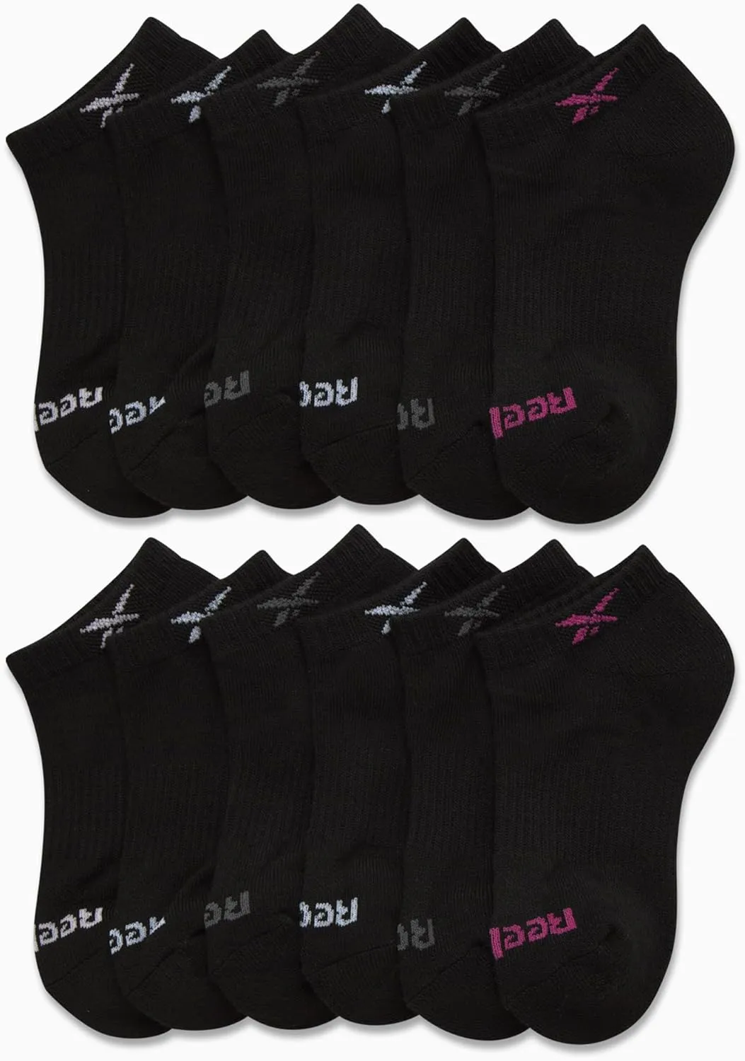 Reebok Girls' 12 Pack Performance Cushion Comfort No Show Socks - Breathable Active Socks for Girls (4-10) - Pink