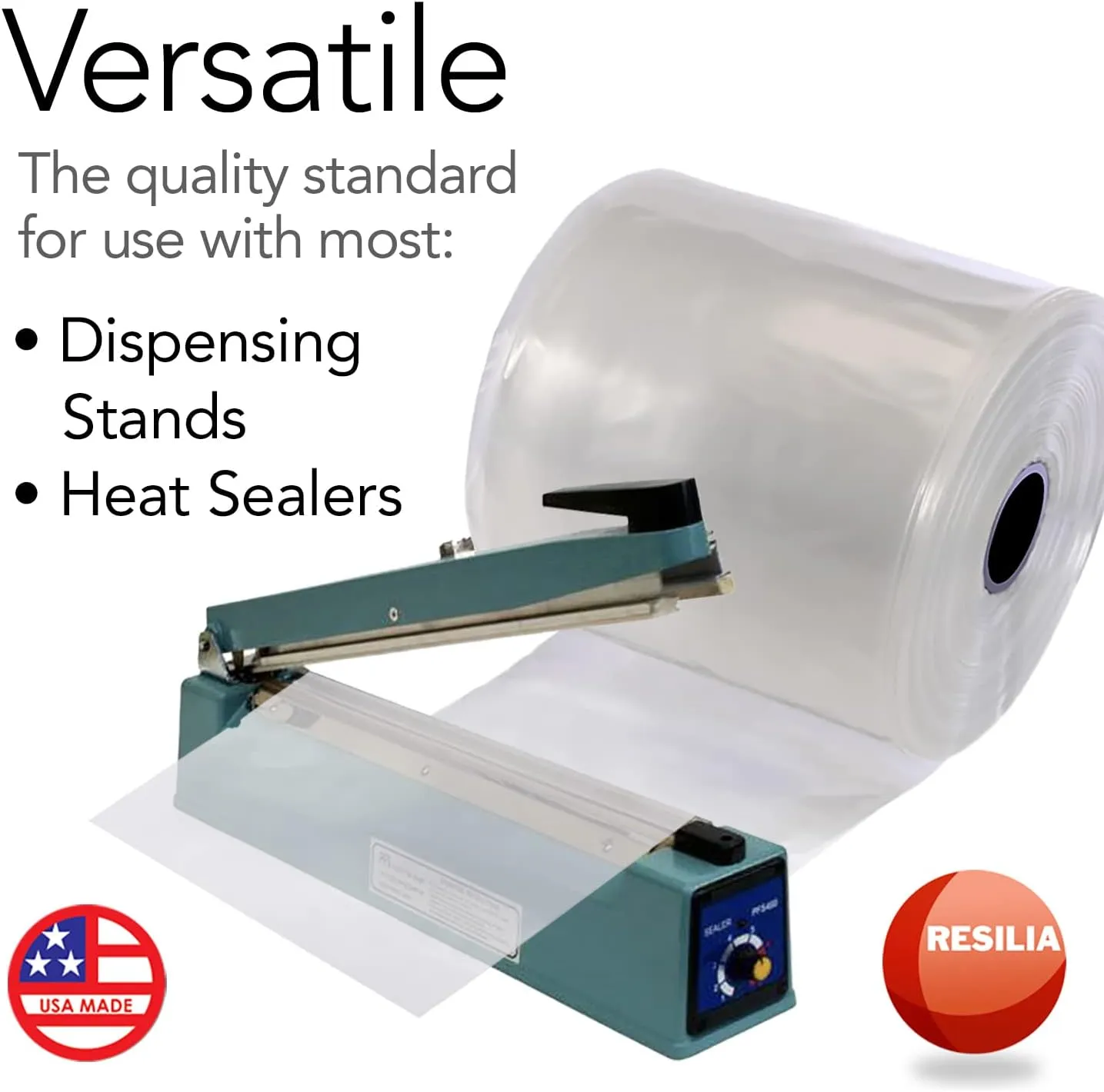 Resilia Lay Flat Poly Tubing - Food-Grade Polyethylene, Custom Poly Bag Packaging Solution, 4 Inches x 500 Feet, 4-Mil Thickness, 1 Roll