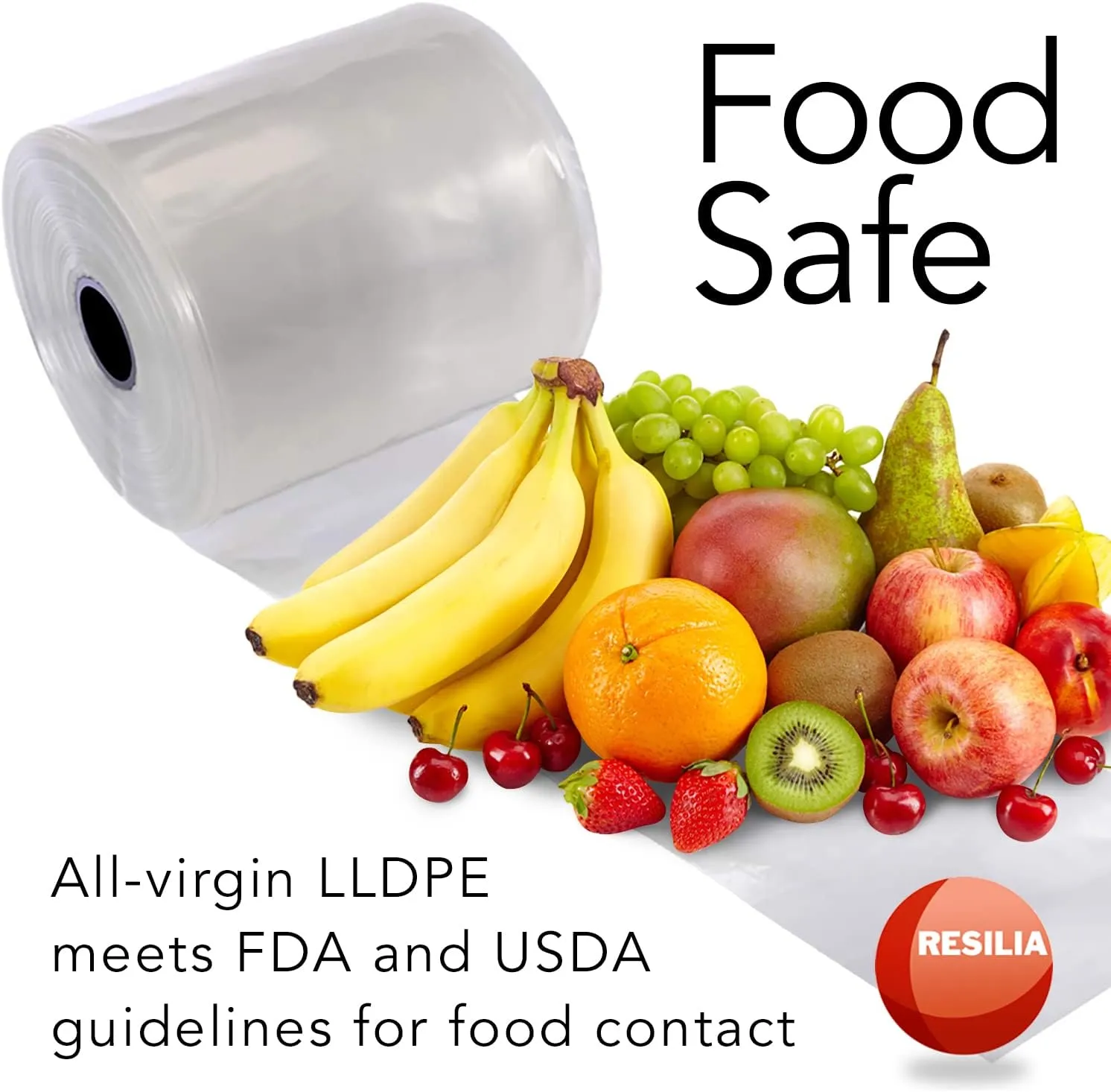 Resilia Lay Flat Poly Tubing - Food-Grade Polyethylene, Custom Poly Bag Packaging Solution, 4 Inches x 500 Feet, 4-Mil Thickness, 1 Roll