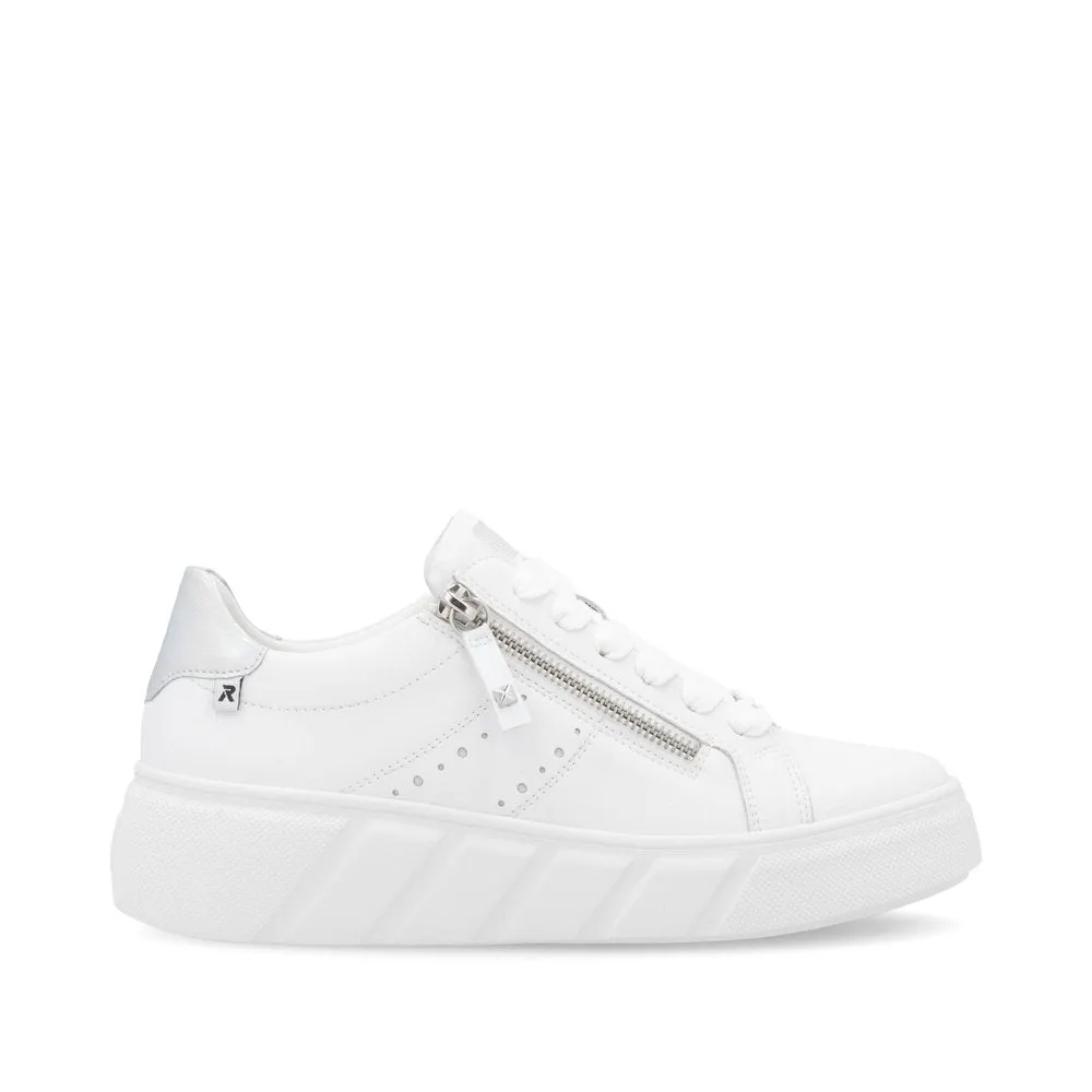 Rieker Sport Flatfom Zip Trainer White Silver