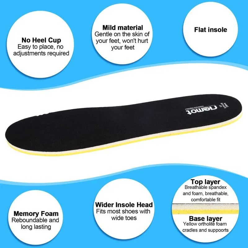 riemot 2 Pairs Memory Foam Insoles for Crocs Clogs,Wide Thin Replacement Inserts for Garden Shoes Nurse Shoe,Removable Washable Comfortable Sole Inserts for Women/Men Black 6