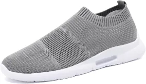Running Shoes for Men Slip on Sneakers Grey Workout Breathable Walking Athletic Comfortable Slippers Size 7