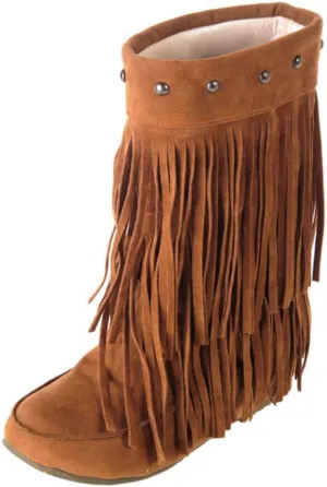 Scaoruki Classic Fringe Mid Women Boots Pull On Flat Winter Shoes