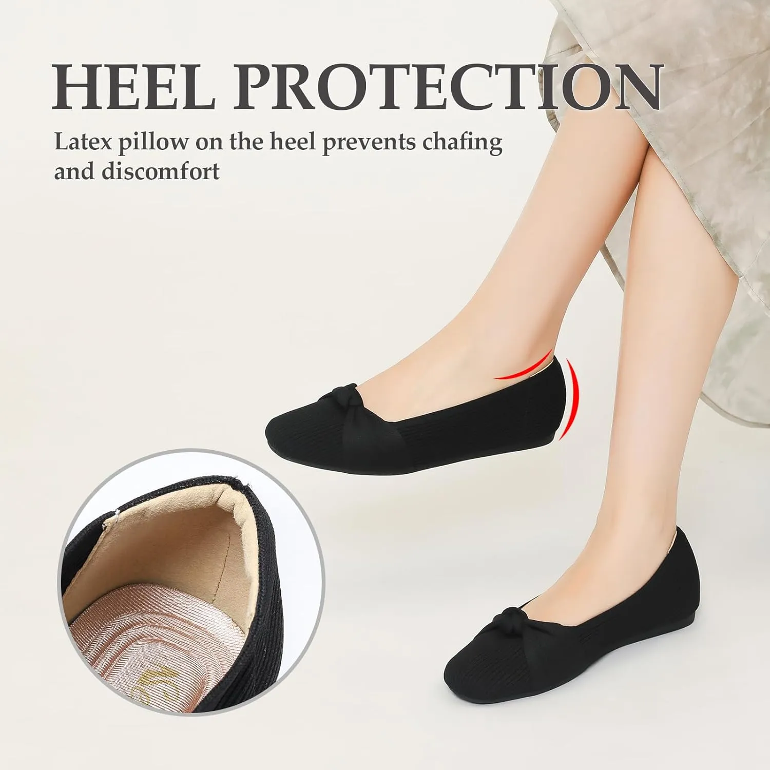 SemwissWomen Ballet Flats Square Toe Comfortable Dressy Slip on mesh Knitted Flat with Bow Office Shoes.