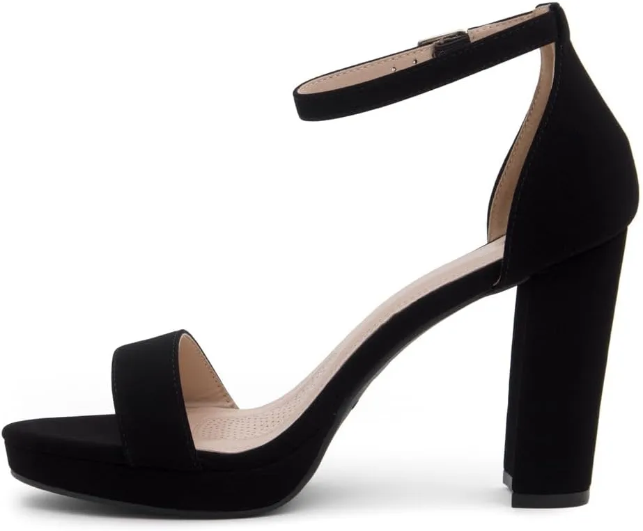 Shoe Land Women's Platform Heels - Chunky Block Heeled Sandals with Ankle Strap, Open Toe Dressy High Heels for Women, Comfortable Prom, Wedding & Party Pumps 2025