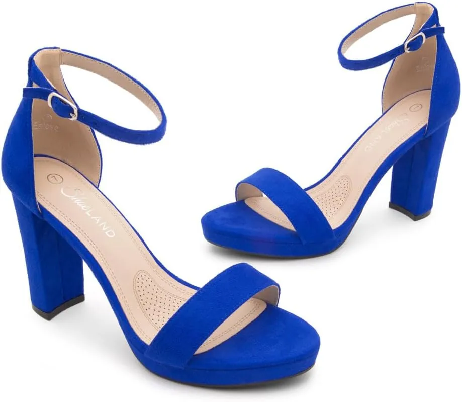 Shoe Land Women's Platform Heels - Chunky Block Heeled Sandals with Ankle Strap, Open Toe Dressy High Heels for Women, Comfortable Prom, Wedding & Party Pumps 2025