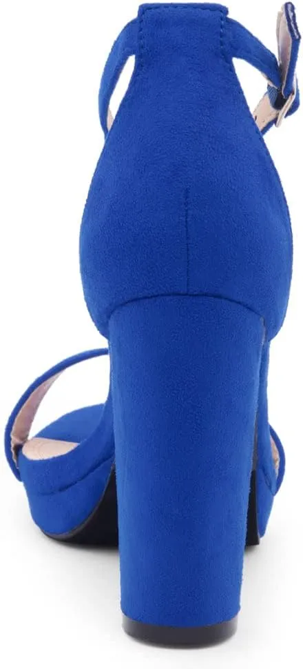 Shoe Land Women's Platform Heels - Chunky Block Heeled Sandals with Ankle Strap, Open Toe Dressy High Heels for Women, Comfortable Prom, Wedding & Party Pumps 2025