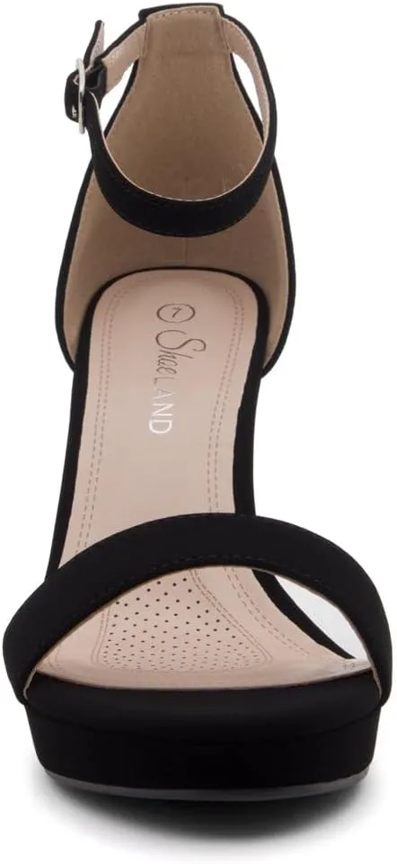 Shoe Land Women's Platform Heels - Chunky Block Heeled Sandals with Ankle Strap, Open Toe Dressy High Heels for Women, Comfortable Prom, Wedding & Party Pumps 2025
