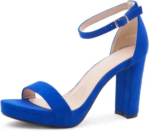 Shoe Land Women's Platform Heels - Chunky Block Heeled Sandals with Ankle Strap, Open Toe Dressy High Heels for Women, Comfortable Prom, Wedding & Party Pumps 2025