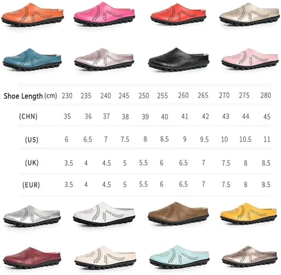Shoes for Women Casual All-Match Hollow Slippers Slip On Sandals Orthopedic All-Match Breathable Flats Summer Slip-on Round Toe Non-Slip Lightweight Mule Sandals, Mules Slides Flat Loafers