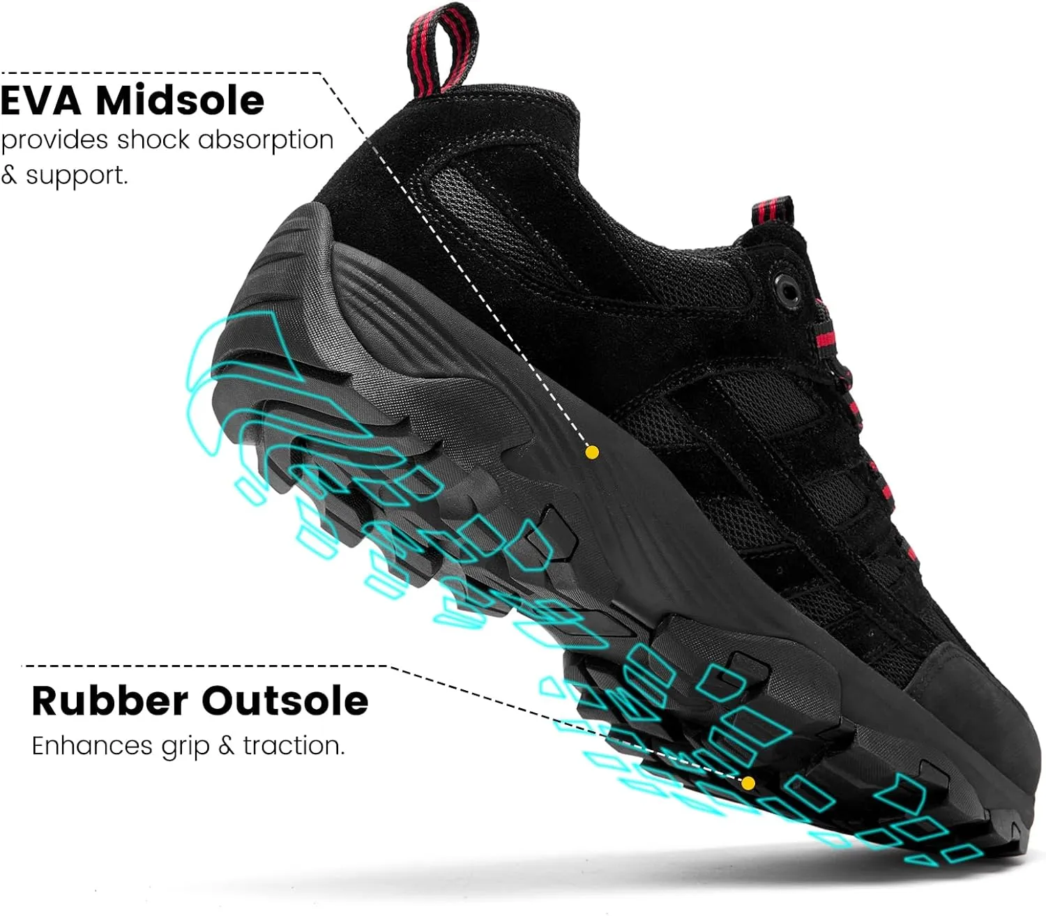 SHULOOK Men's Waterproof Hiking Shoes Lightweight Anti Slip Outdoor Ankle Boots Breathable Hike Trekking Trails Shoe