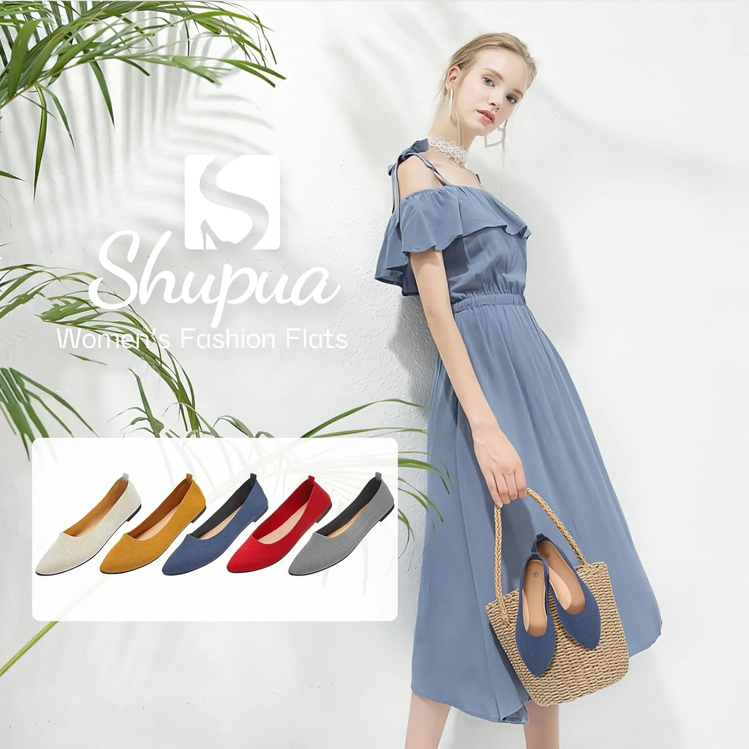 Shupua Women's Flats Shoes Pointed Toe Flats Comfortable Slip on Shoes Flat Dress Shoes Black Ballet Flats for Women