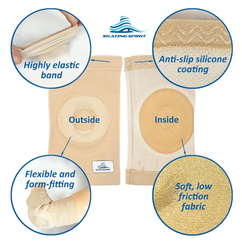 SKATINGSPIRIT Gel Elbow Pads (1 Pair) - Cushion and Protect Elbow Joint for Dancing Figure Skating Gymnastic, Youth and Adult (Black, Medium)