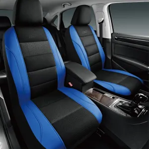 Skechers Aircooled & Memory Foam Car Seat Covers,Premium Leather with EVA Mesh Seat Covers, Front car seat Protector, Airbag Compatible, Automotive Comfort for Most Cars, Vans, Trucks, SUV,Blue