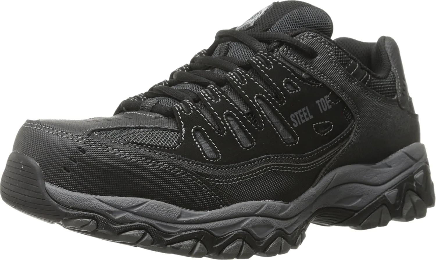 Skechers Men's Cankton Steel Toe Construction Shoe – Electrical Hazard Rated, Memory Foam, Black/Charcoal, 10 Wide