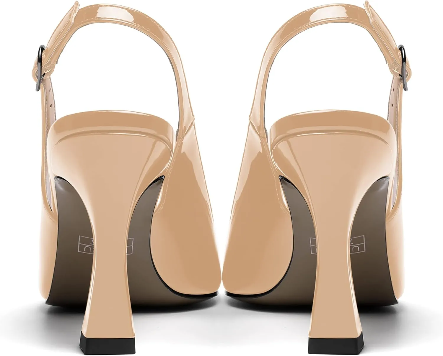 SKYSTERRY Womens Buckle Solid Wedding Peep Toe Patent Cute Slingback Spool High Heel Pumps Shoes 3.3 Inch