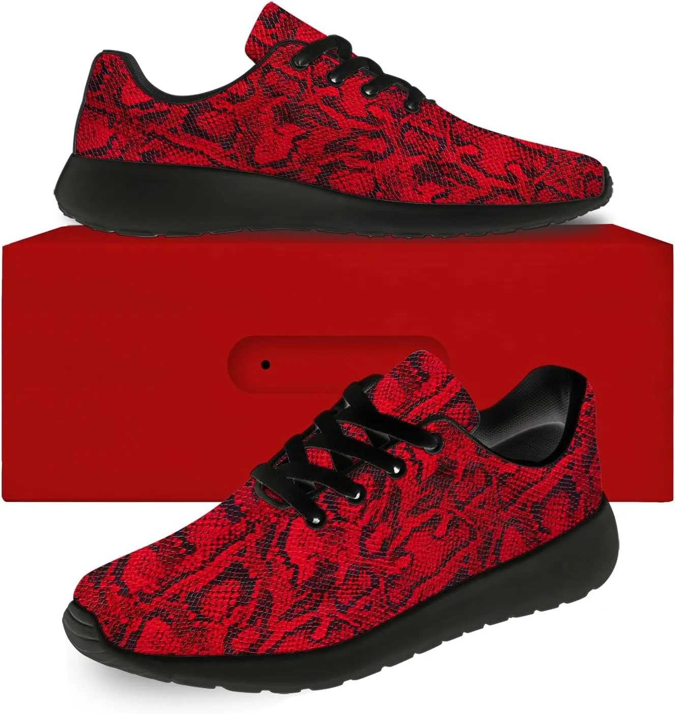 Snake Skin Print Shoes for Men Women Lightweight Comfort Running Tennis Walking Sneakers Gifts for Dad Mom