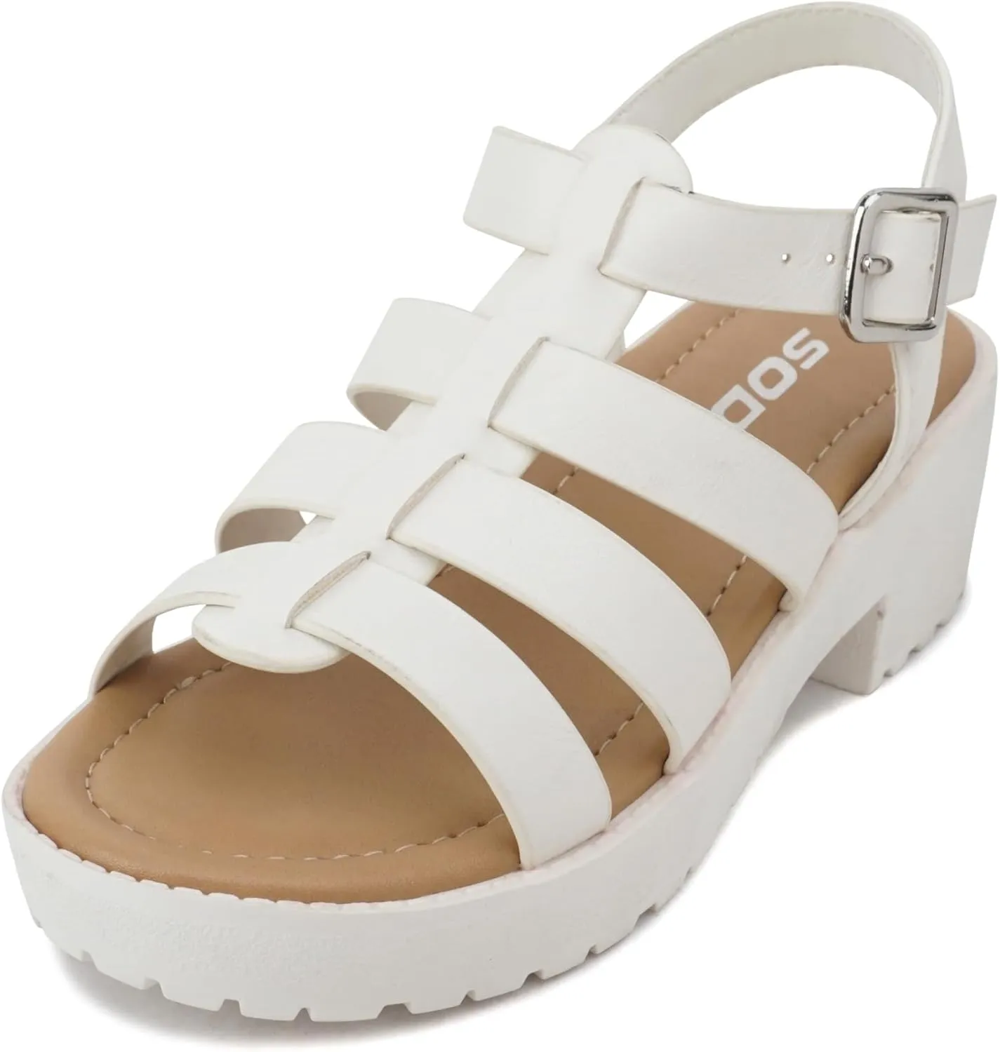 Soda “NEOLA-2” ~ Little Kids/Children/Girls Open Toe Ankle Strap Low Heel Lug Sole Fisherman Sandal