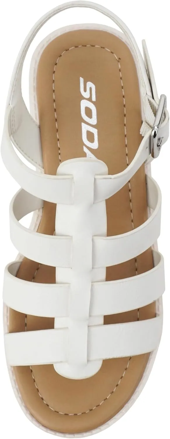 Soda “NEOLA-2” ~ Little Kids/Children/Girls Open Toe Ankle Strap Low Heel Lug Sole Fisherman Sandal