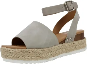 Soda Women's Open Toe Halter Ankle Strap Espadrille Sandal (9 M US, Grey)