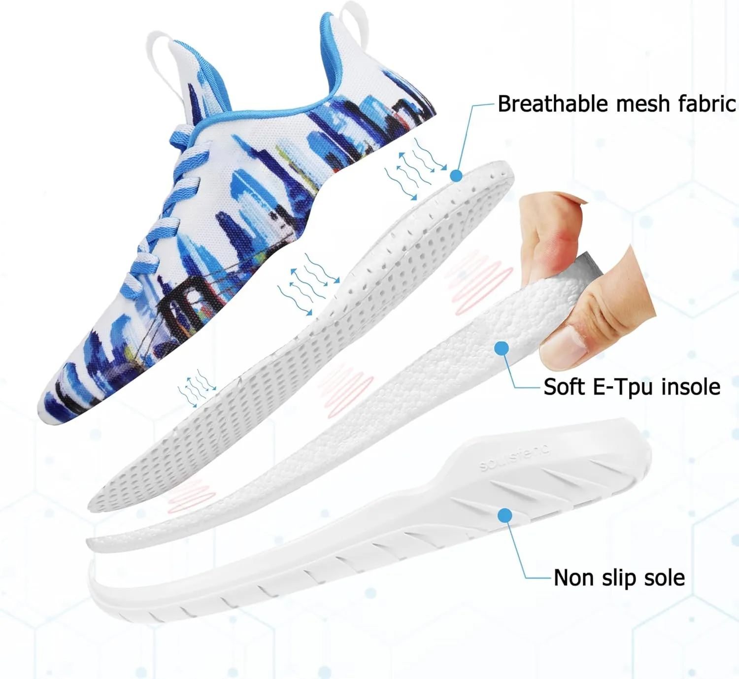 Soulsfeng Kids Tennis Shoes Lightweight Breathable Boys Running Shoe Fashion Walking Sneakers for Girls (Little Kid/Big Kid)