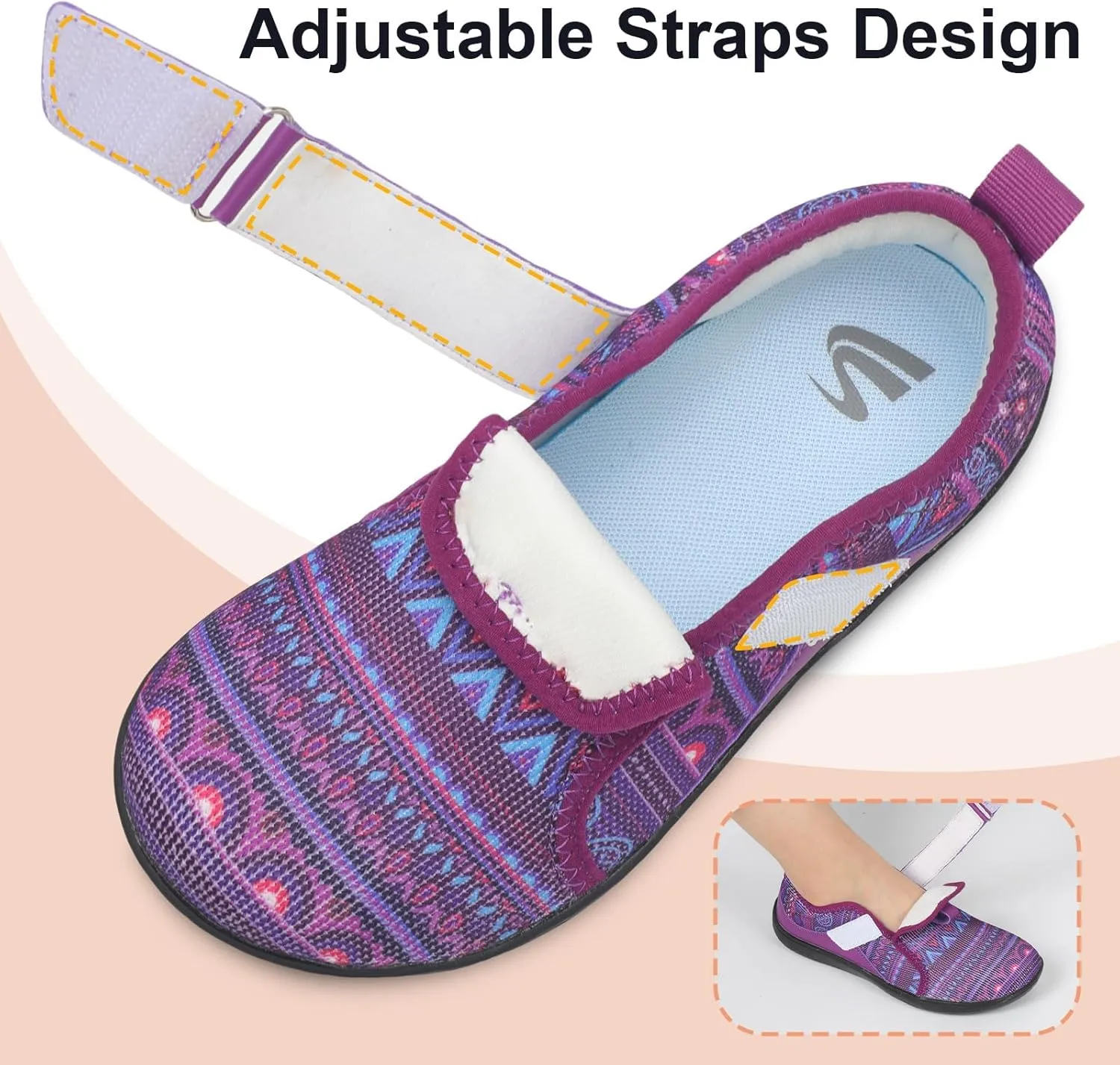 Spesoul Wide Womens Walking Shoes Adjustable Diabetic Shoes Breathable Zero Drop Barefoot Shoe Neuropathy Edema Nursing Shoe Wide Width Sneakers