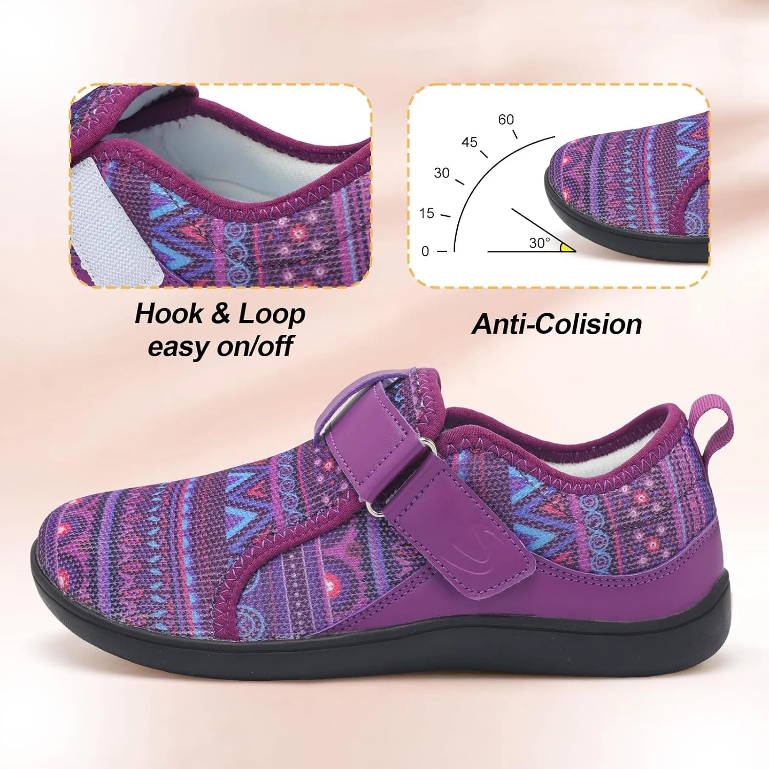 Spesoul Wide Womens Walking Shoes Adjustable Diabetic Shoes Breathable Zero Drop Barefoot Shoe Neuropathy Edema Nursing Shoe Wide Width Sneakers