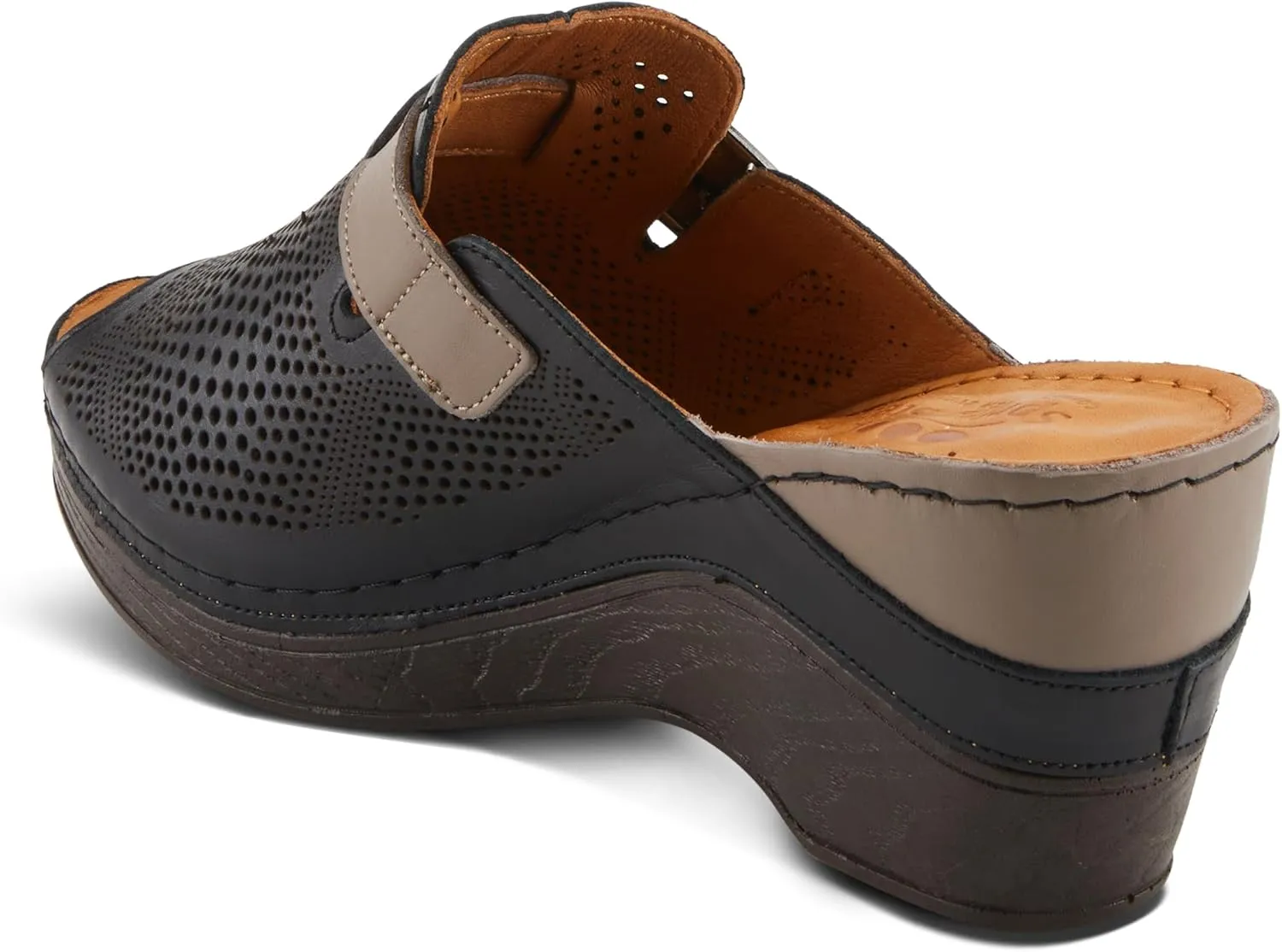 Spring Step MOMELLE Women's Perforated Leather Wedge Slide Sandals - Chic Style, Comfortable Elegance