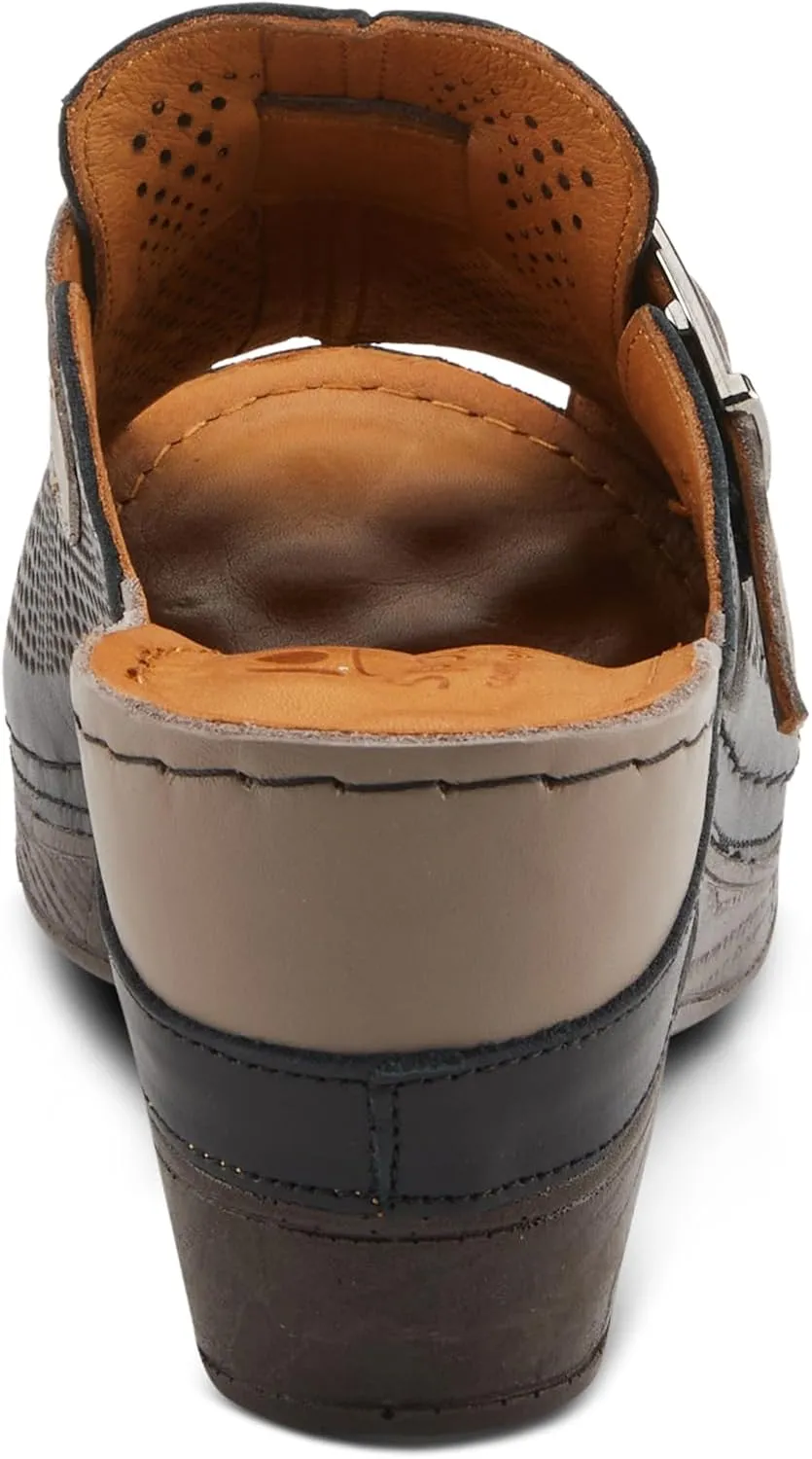 Spring Step MOMELLE Women's Perforated Leather Wedge Slide Sandals - Chic Style, Comfortable Elegance