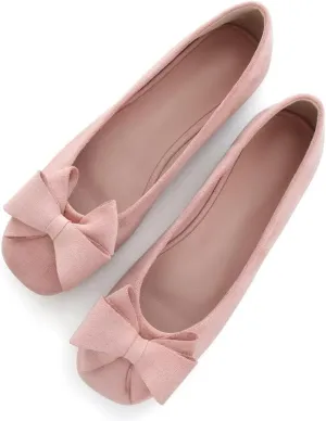 Stunner Women's Casual Flats Square Toe Bowknot Ballet Flats Comfortable Slip On Wedding Dress Shoes