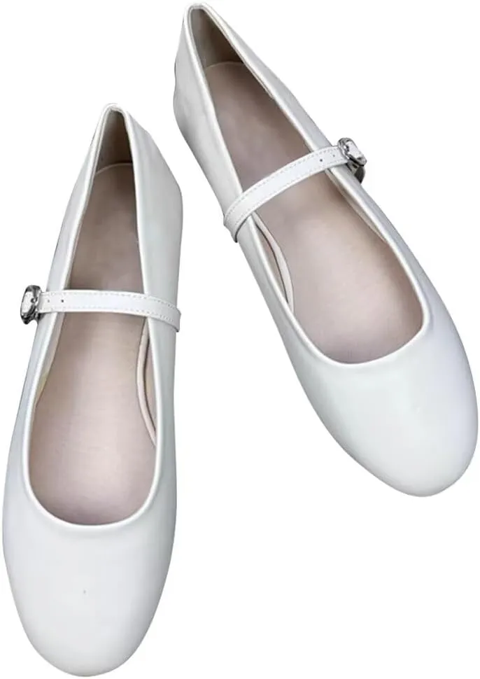 Stunner Women's Leather Dress Flats - Comfortable Square Toe Slip On Mary Jane Work Flats