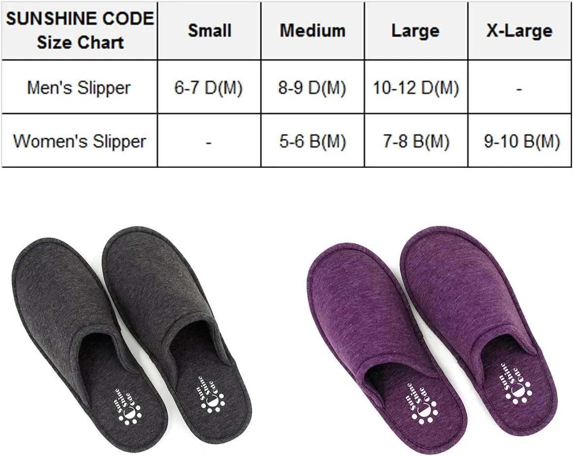 Sunshine Code Men's Memory Foam Cotton Washable Slippers with Matching Travel Bag for Home Hotel Spa Bedroom
