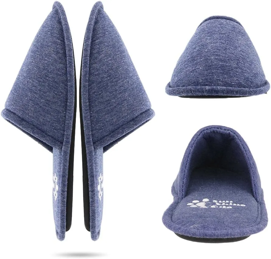 Sunshine Code Men's Memory Foam Cotton Washable Slippers with Matching Travel Bag for Home Hotel Spa Bedroom