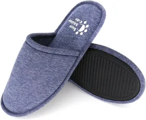 Sunshine Code Men's Memory Foam Cotton Washable Slippers with Matching Travel Bag for Home Hotel Spa Bedroom