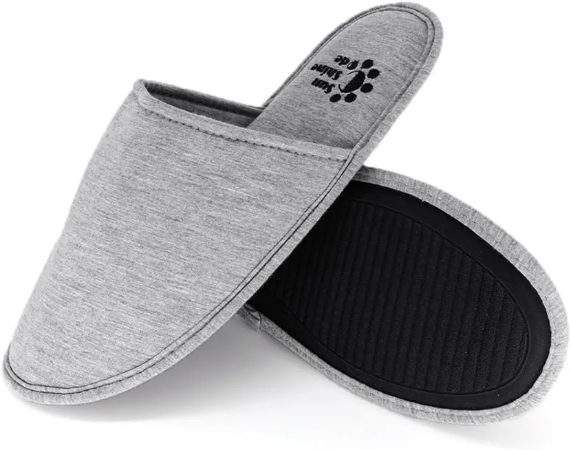 Sunshine Code Women's Memory Foam Cotton Washable Slippers with Matching Travel Bag for Home Hotel Spa Bedroom