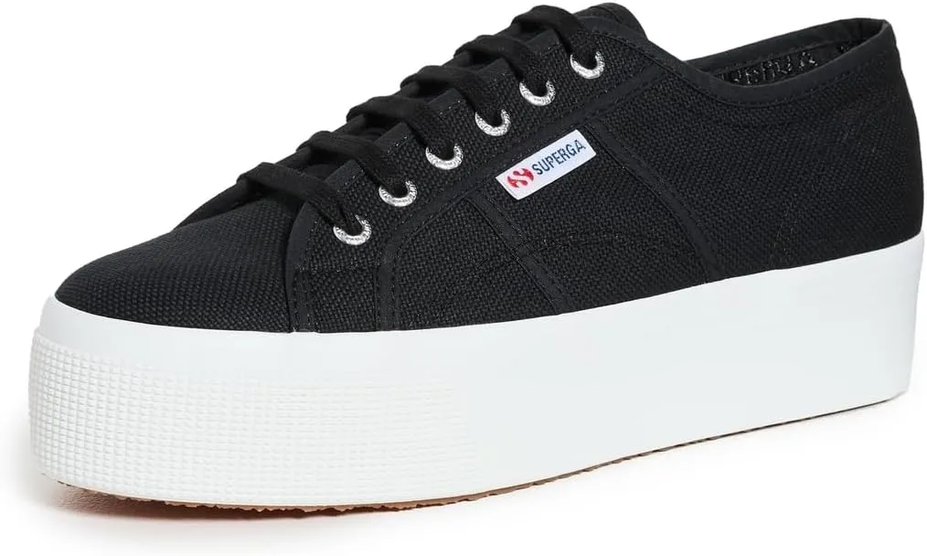 Superga Unisex 2790 Platform Sneaker, Black/F White, 7 US Men