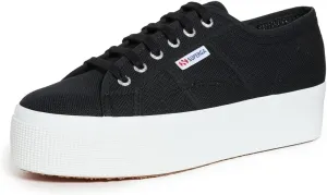 Superga Unisex 2790 Platform Sneaker, Black/F White, 7 US Men