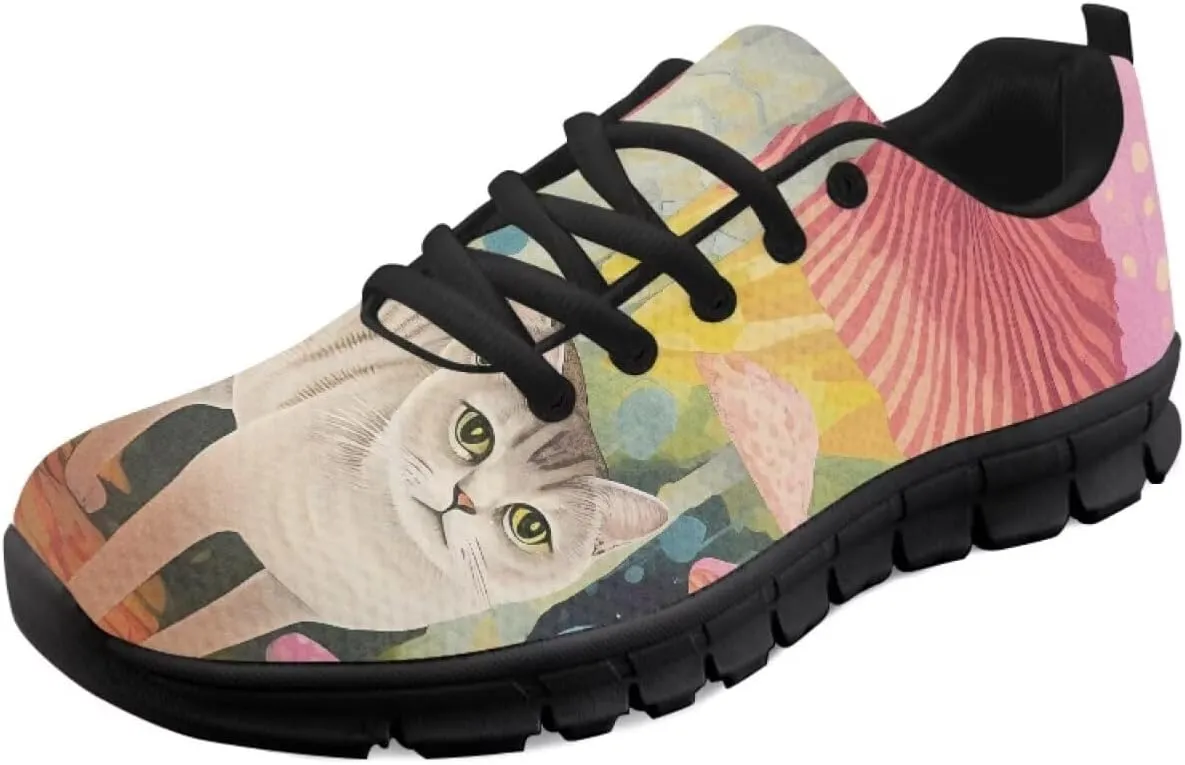 SYtrade Sneakers for Women Tennis Shoes Breathable Lightweight Walking Shoes Black Sole