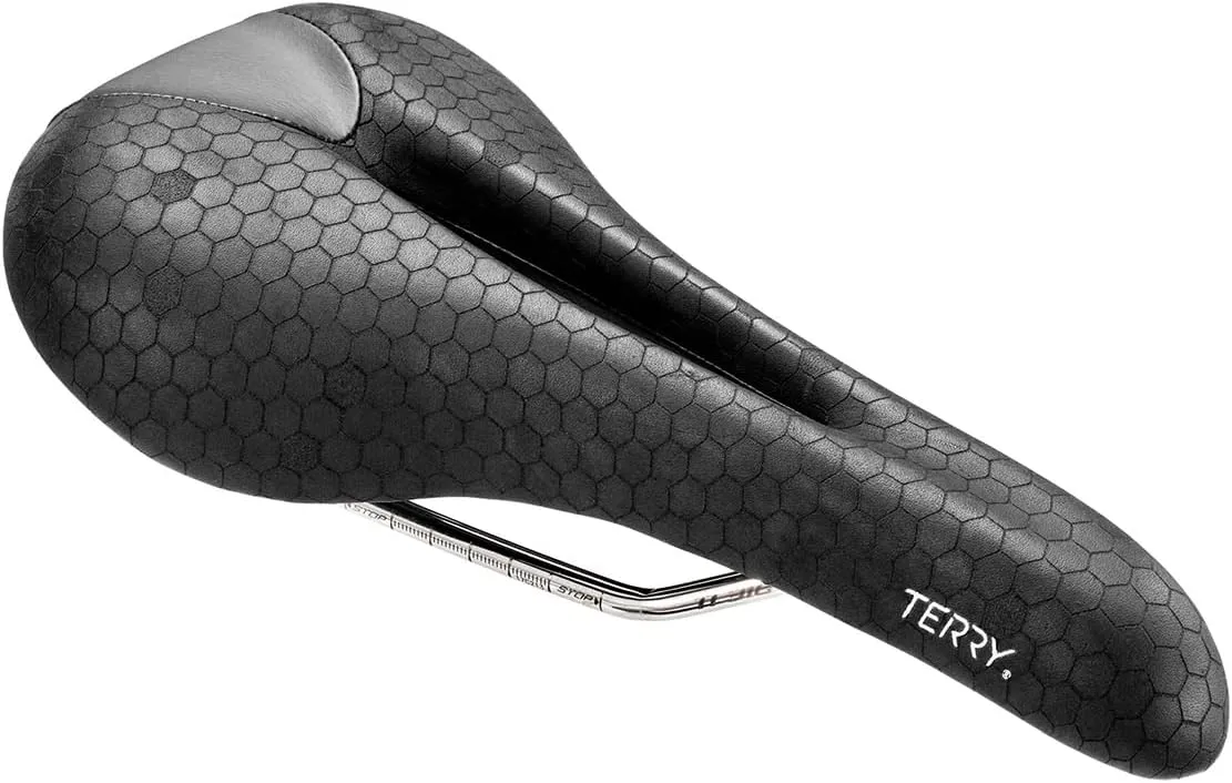 Terry Fly Ti Bicycle Saddle | Bicycle Seat Optimized for Men - Flexible & Comfortable | Multy-Density Foam, Central Relief Zone, Ergonomic Design, Waterproof Black Leather