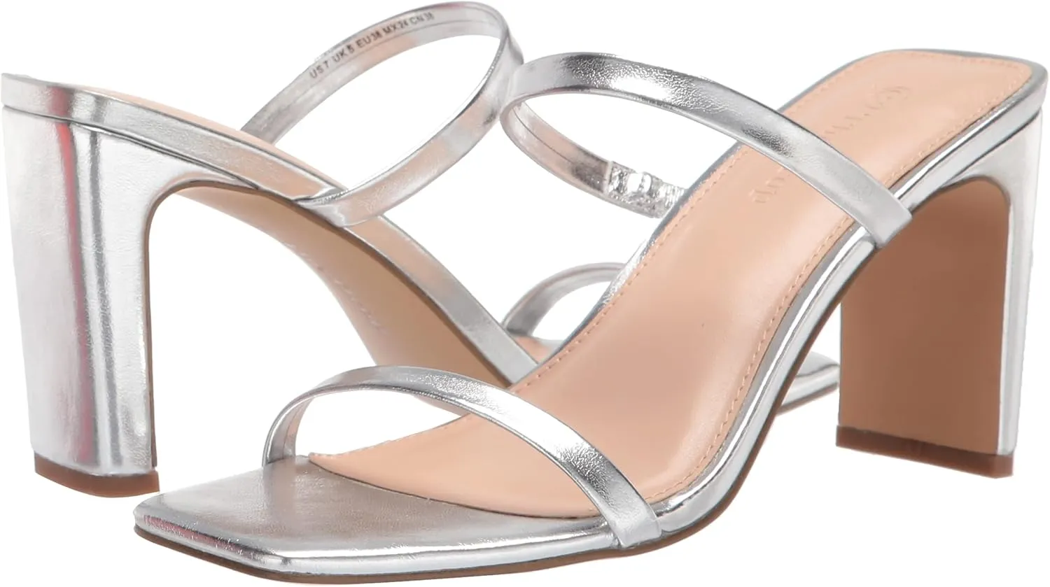 The Drop Women's Avery Square Toe Two Strap High Heeled Sandal