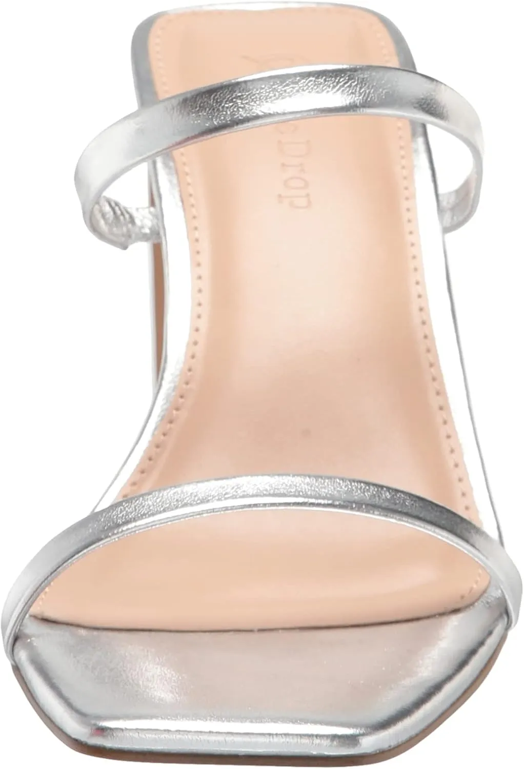 The Drop Women's Avery Square Toe Two Strap High Heeled Sandal
