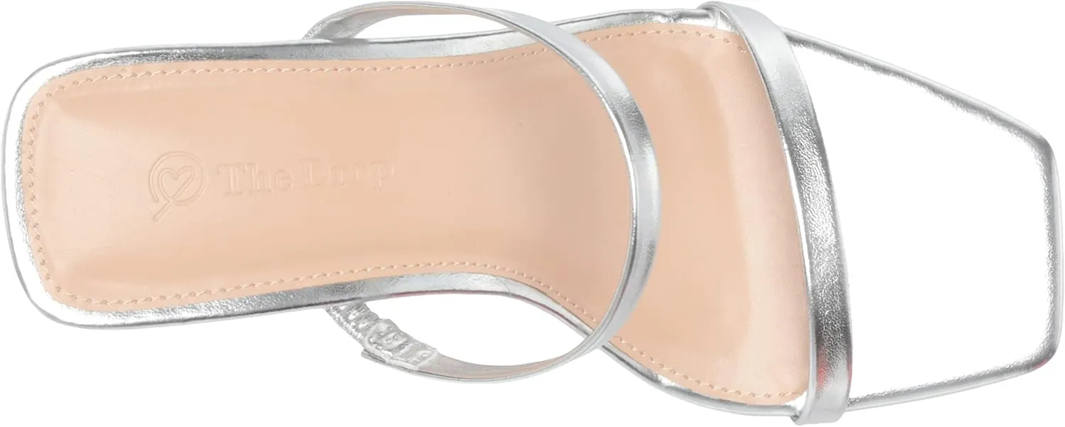 The Drop Women's Avery Square Toe Two Strap High Heeled Sandal