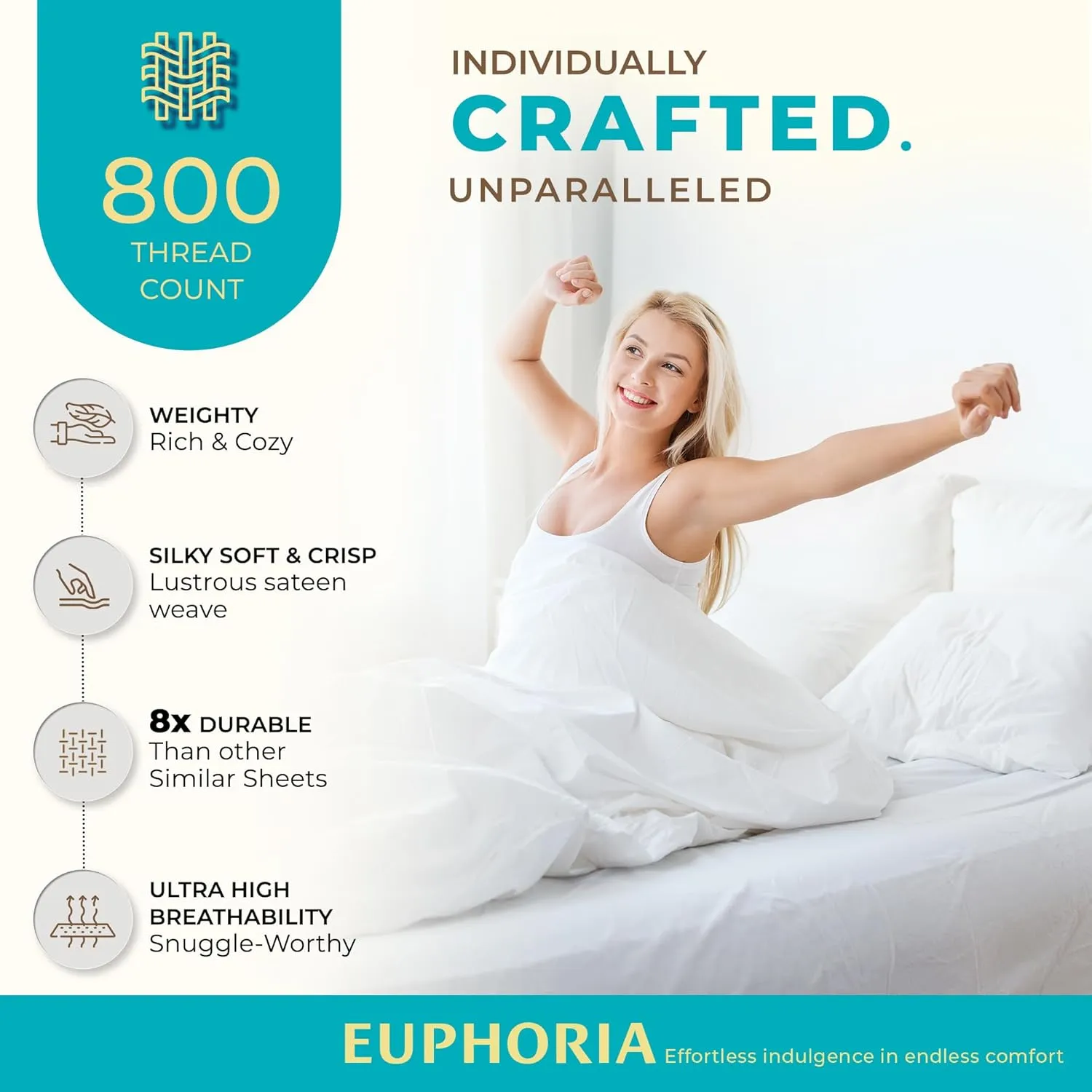 THREAD SPREAD 100% Egyptian Cotton Sheets Queen Size Bed Set - 4 PC 800 High Thread Count Egyptian Cotton Queen Sheet Set (Burgundy), Soft, Cooling, 16" Deep Pocket Sateen Weave Luxury Hotel Bedsheet