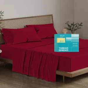 THREAD SPREAD 100% Egyptian Cotton Sheets Queen Size Bed Set - 4 PC 800 High Thread Count Egyptian Cotton Queen Sheet Set (Burgundy), Soft, Cooling, 16" Deep Pocket Sateen Weave Luxury Hotel Bedsheet