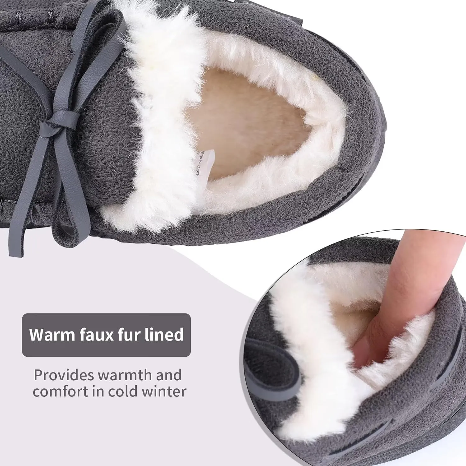 Toddler Kids' Moccasin House Shoe with Indoor Outdoor Memory Foam Sole Protection Slipper U722WLFX-0914
